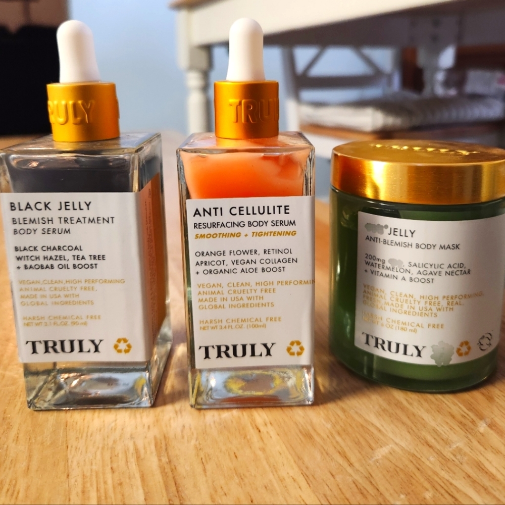 New Truly Beauty Body Bundle Body Mask Black Jelly Serum & Anti-Cellulite Serum